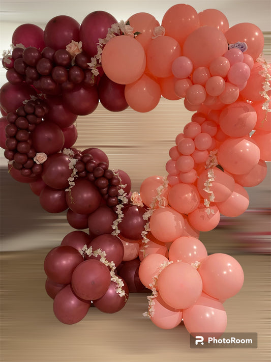 Elegant Maroon & Blush Balloon Number Sculpture