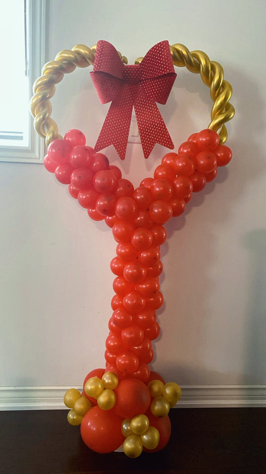 Heart-Shaped Red & Gold Balloon Display