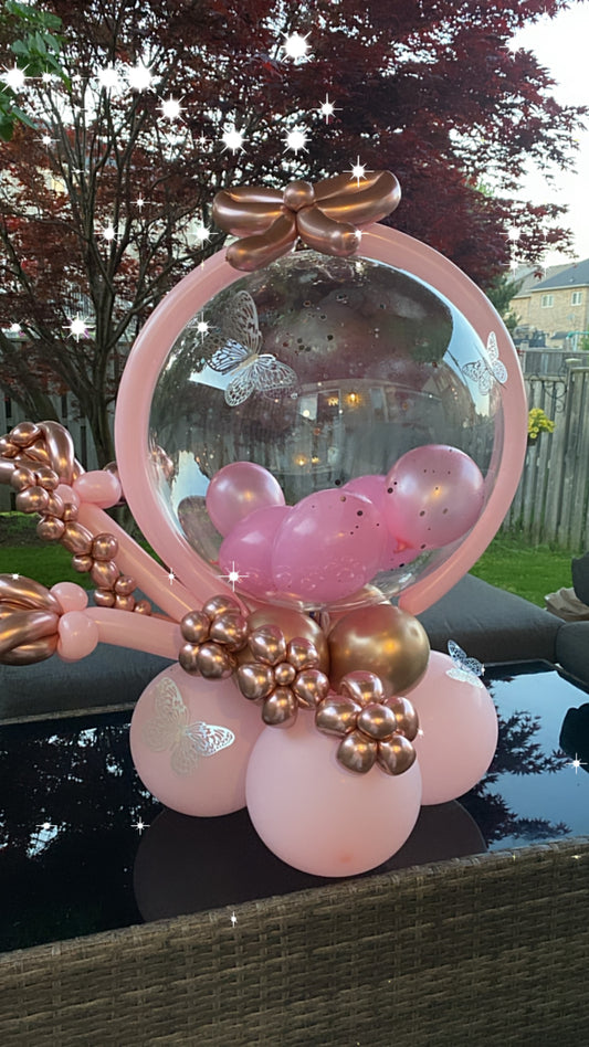Rose Gold Butterfly Balloon Arrangement