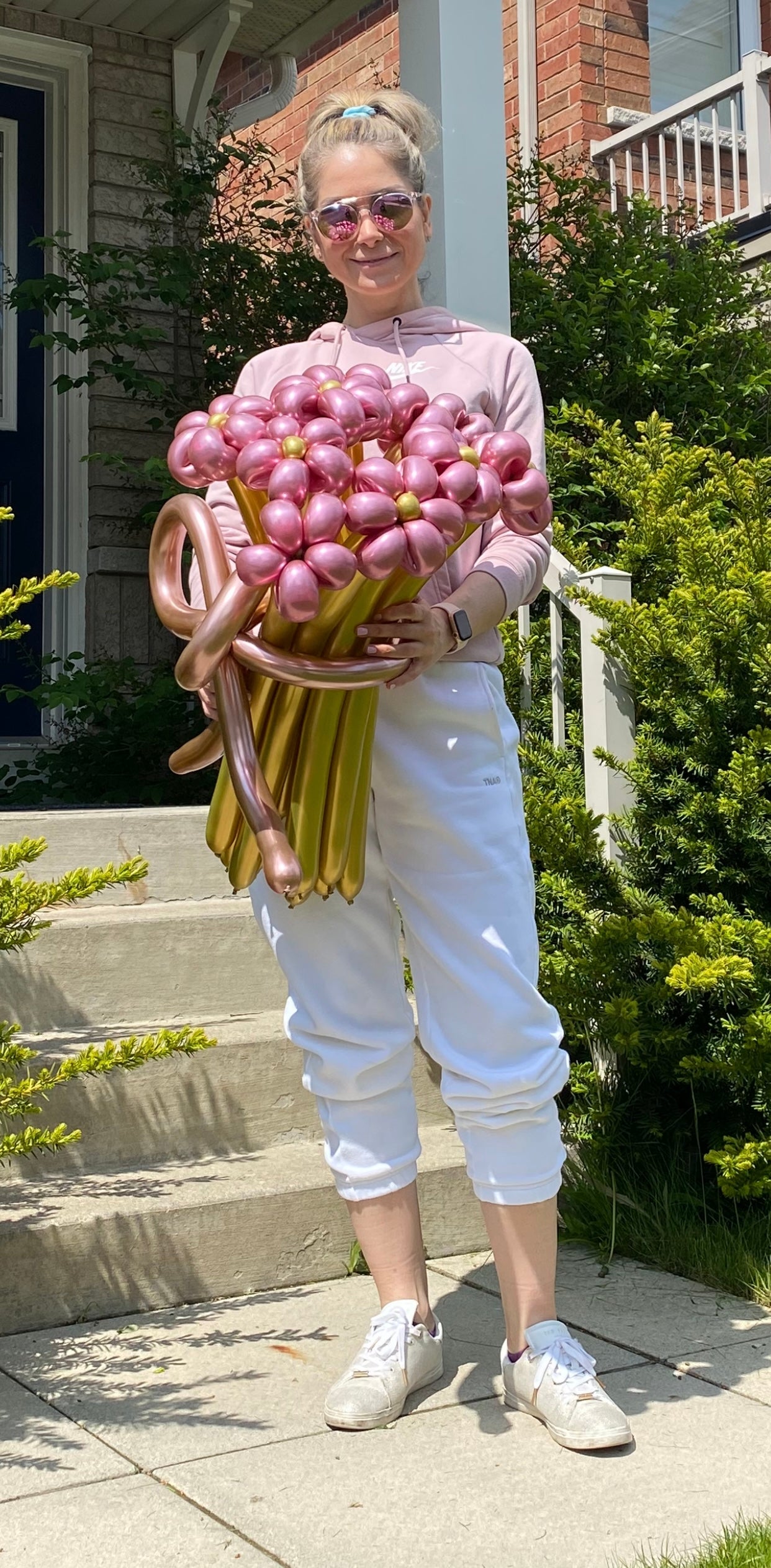 Metallic Pink and Gold Balloon Flower Bouquet