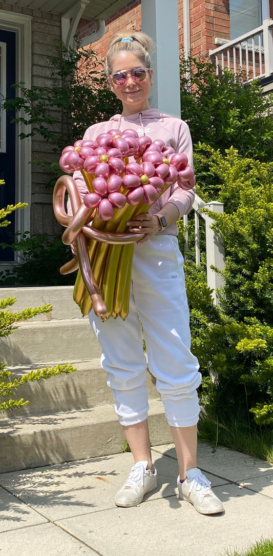 Metallic Pink and Gold Balloon Flower Bouquet