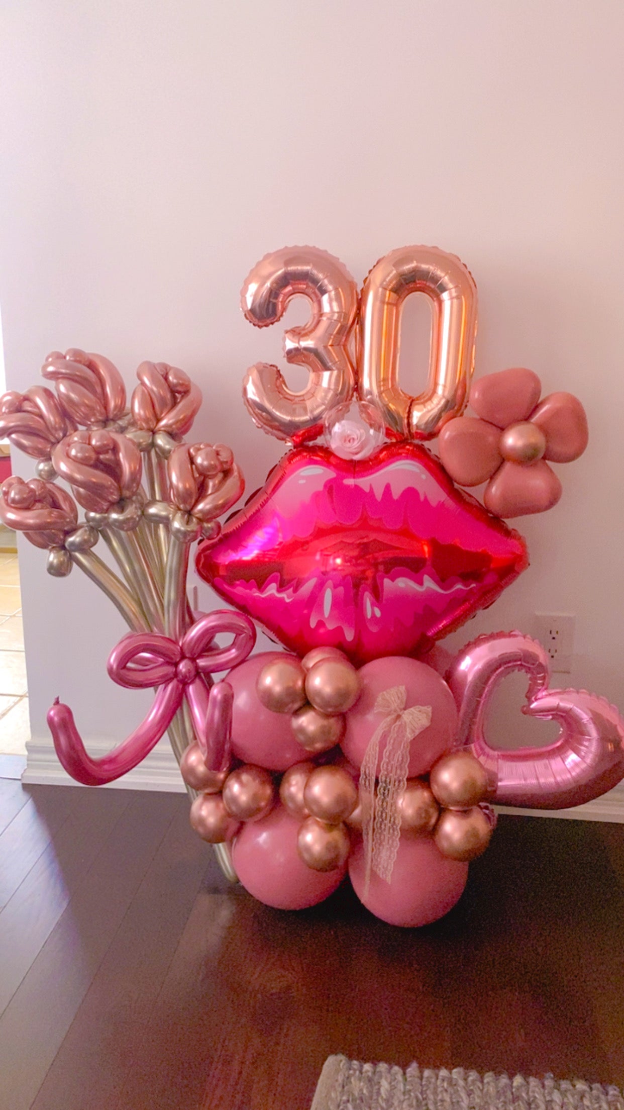 Rose Gold 30th Birthday Balloon Display