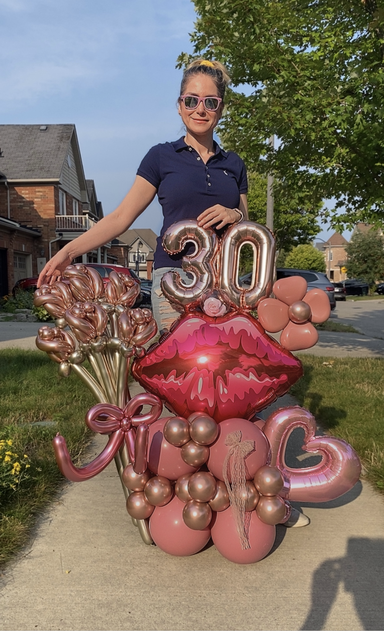 Rose Gold 30th Birthday Balloon Display