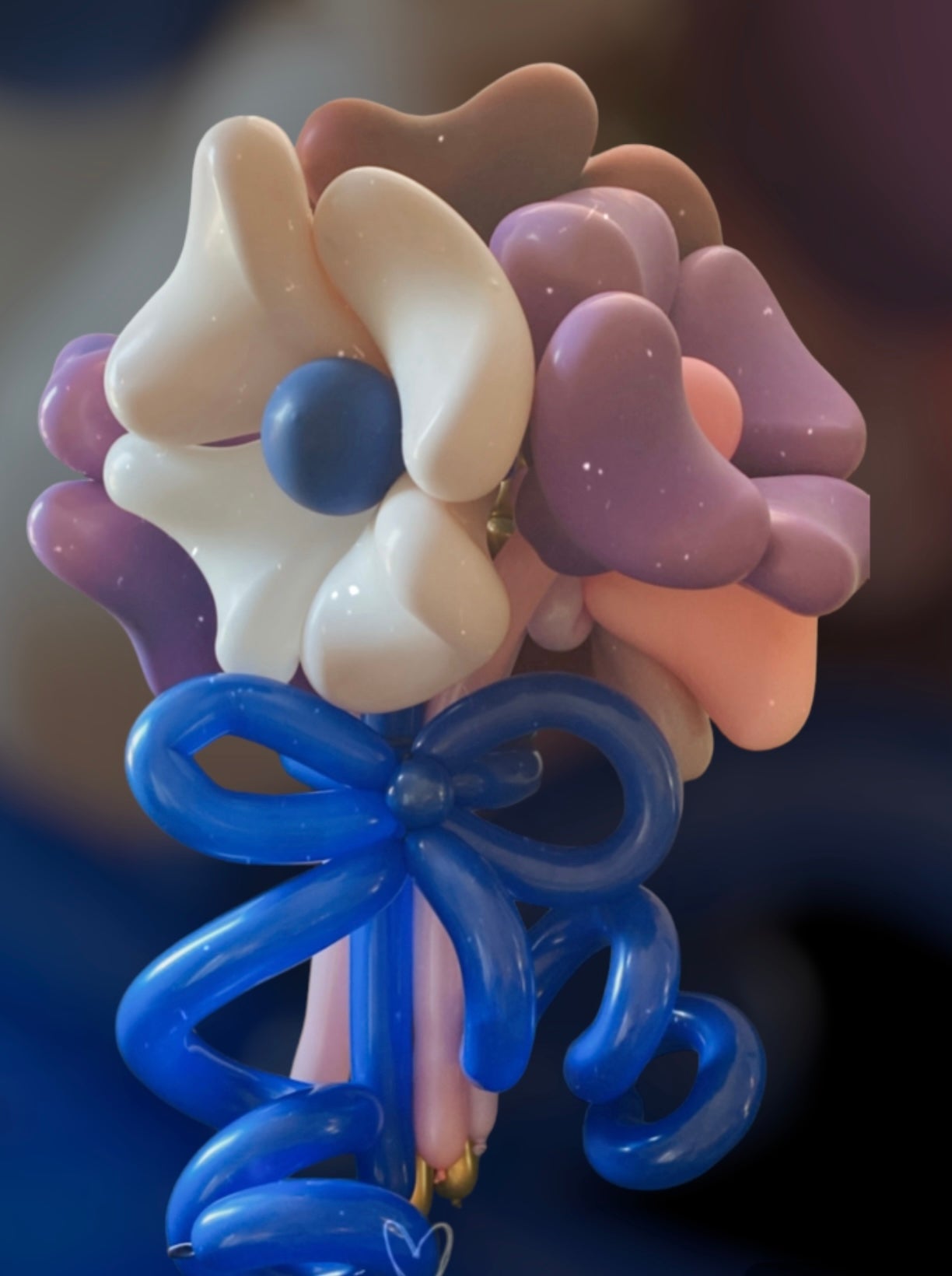Elegant Pastel Balloon Flower Bouquet with Blue Bow