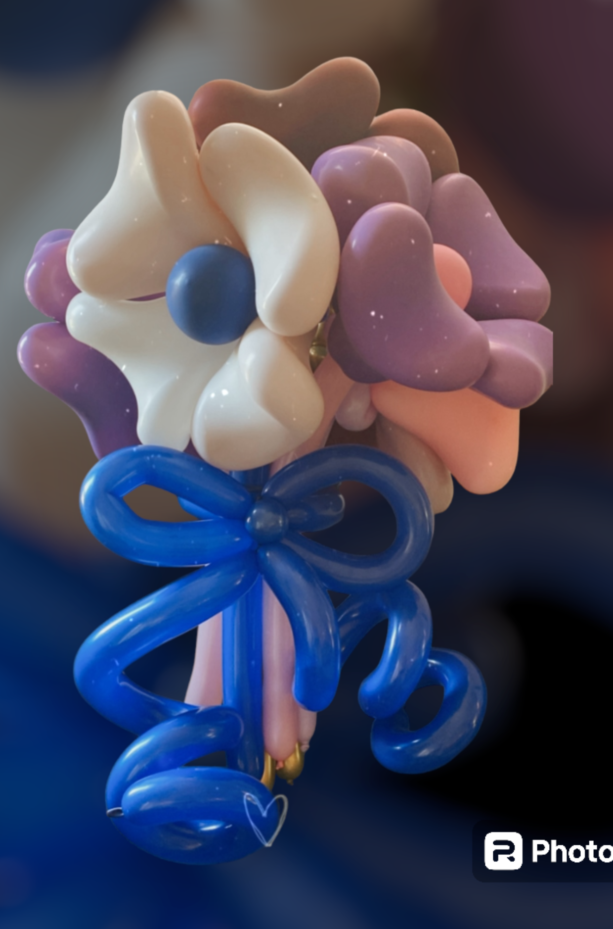 Elegant Pastel Balloon Flower Bouquet with Blue Bow