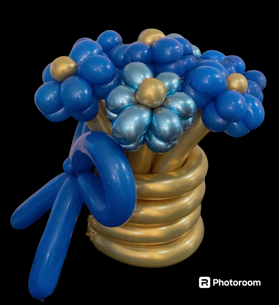 Elegant Blue Floral Balloon Arrangement