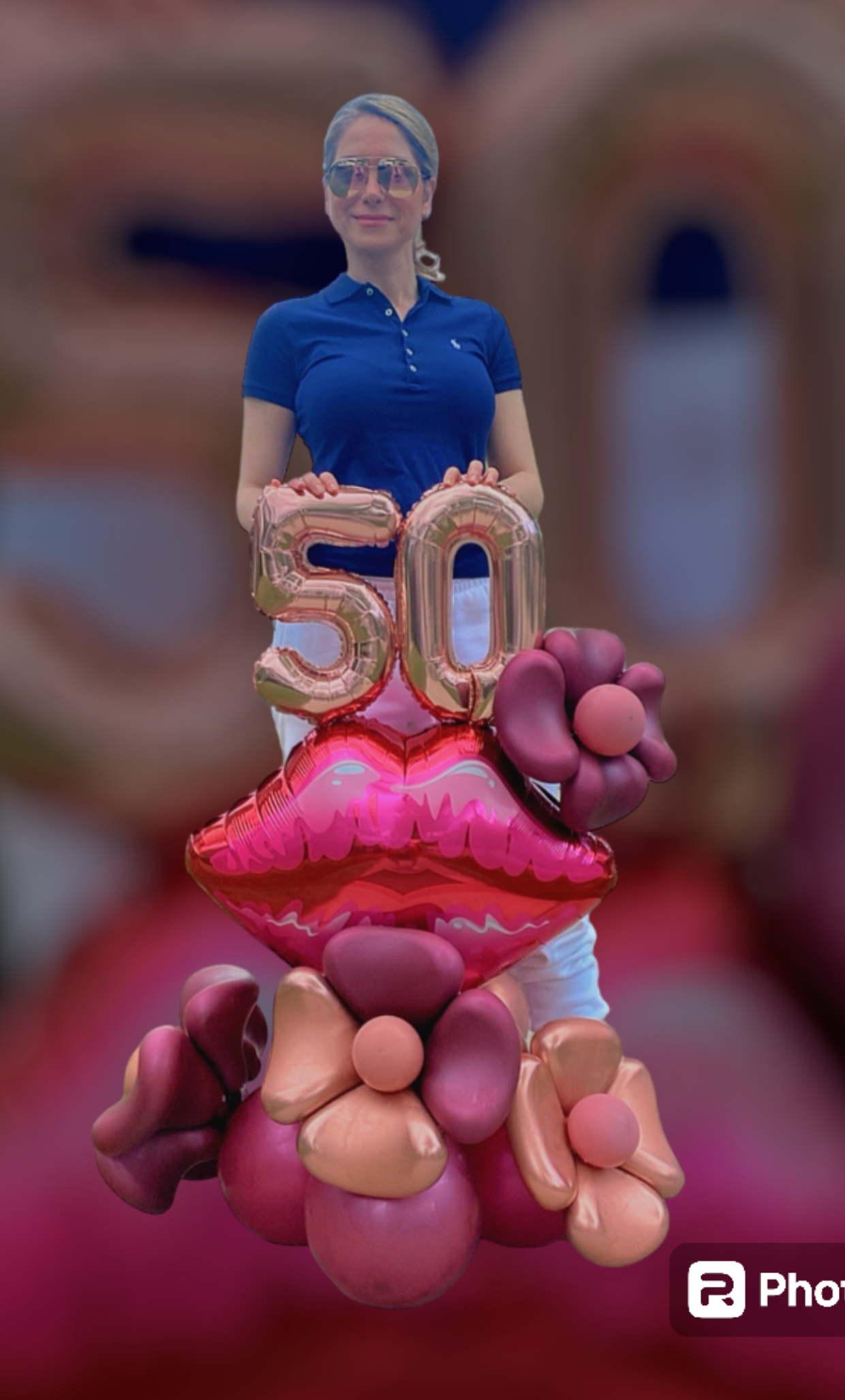 Champagne-Themed 50th Birthday Balloon Arrangement