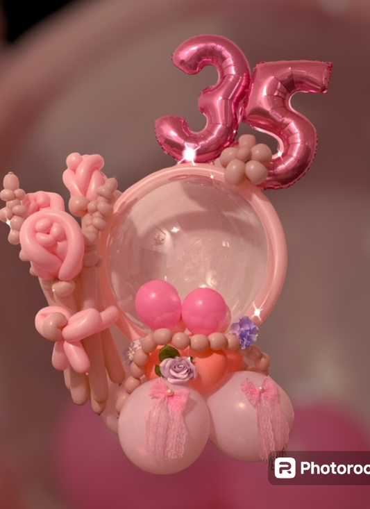 Blush Pink 35th Birthday Balloon Arrangement