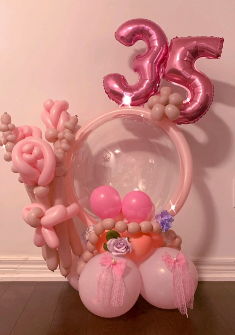 Blush Pink 35th Birthday Balloon Arrangement
