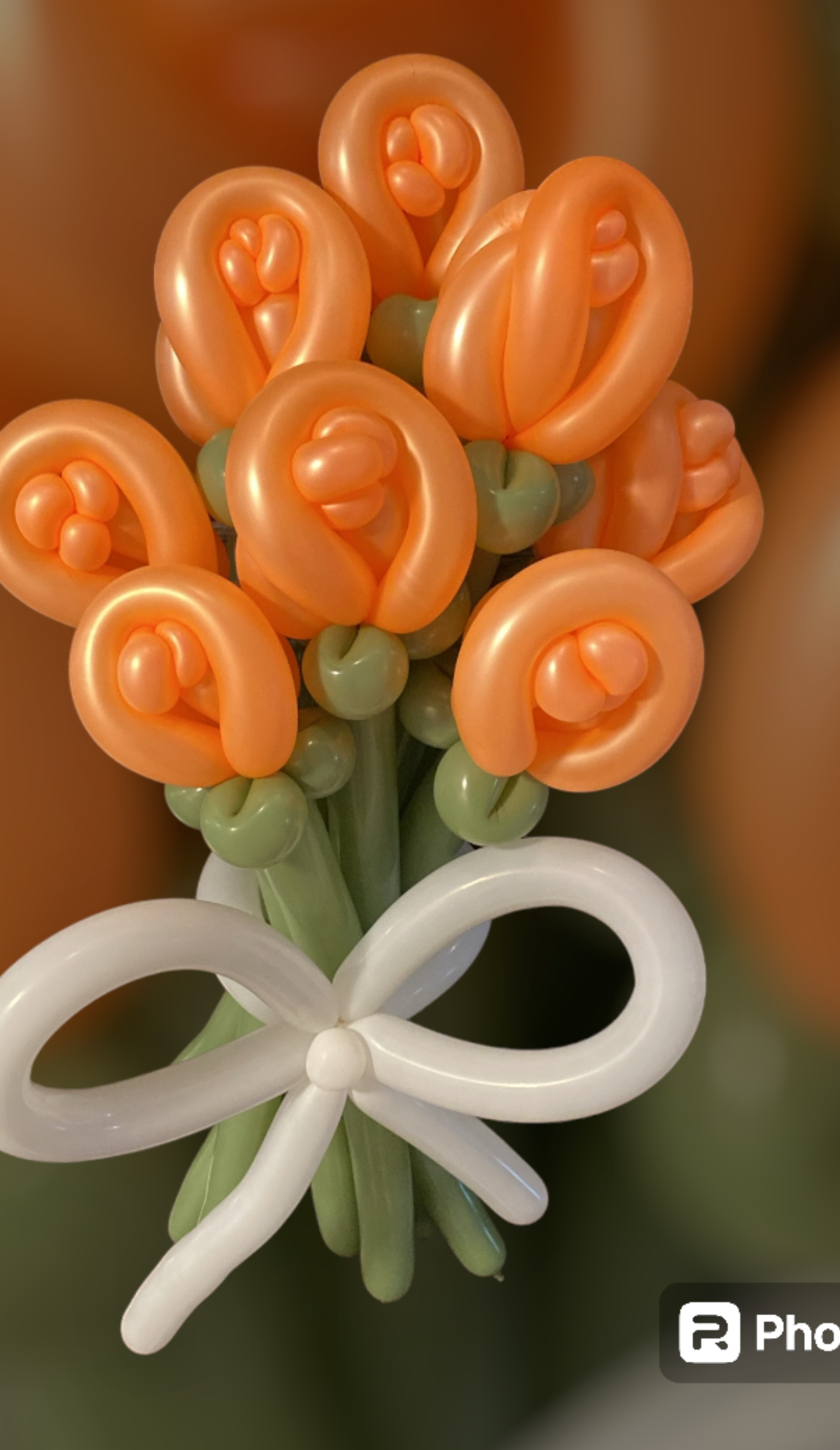 Bright Orange Balloon Flower Bouquet with White Bow