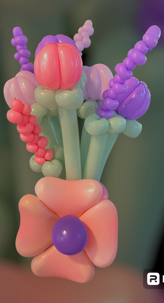 Pastel Balloon Flower Bouquet with Lavender Accents