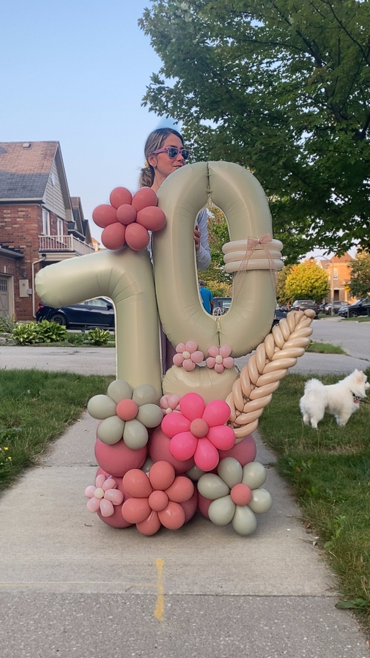 Earthy Floral 70th Birthday Balloon Display