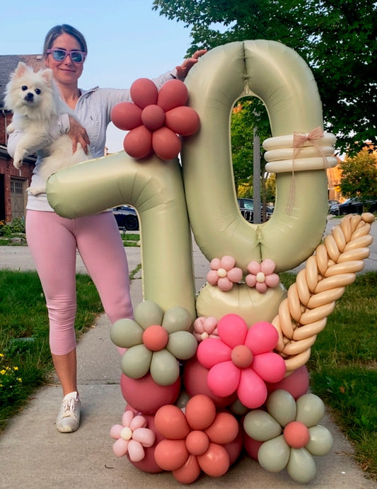 Earthy Floral 70th Birthday Balloon Display