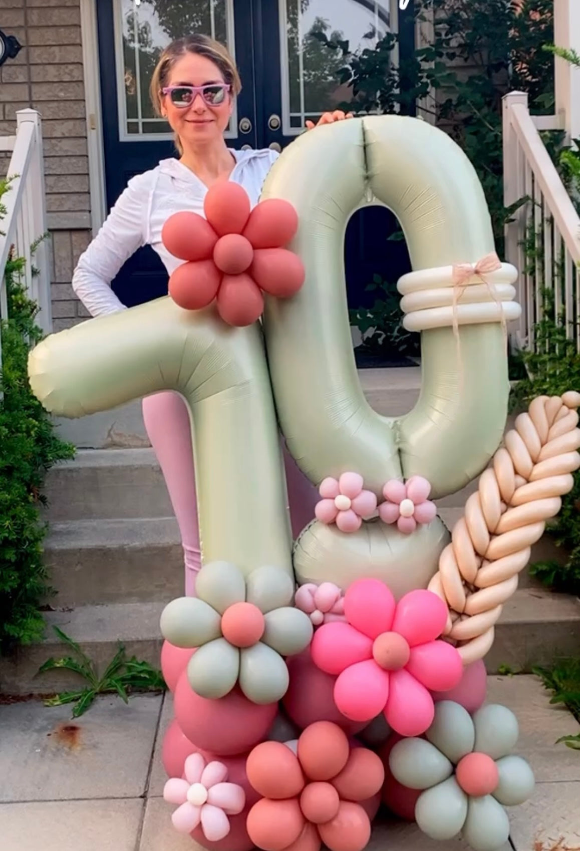 Earthy Floral 70th Birthday Balloon Display
