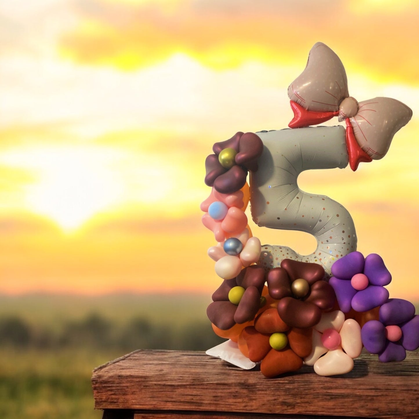 Elegant Floral Balloon Number Arrangement