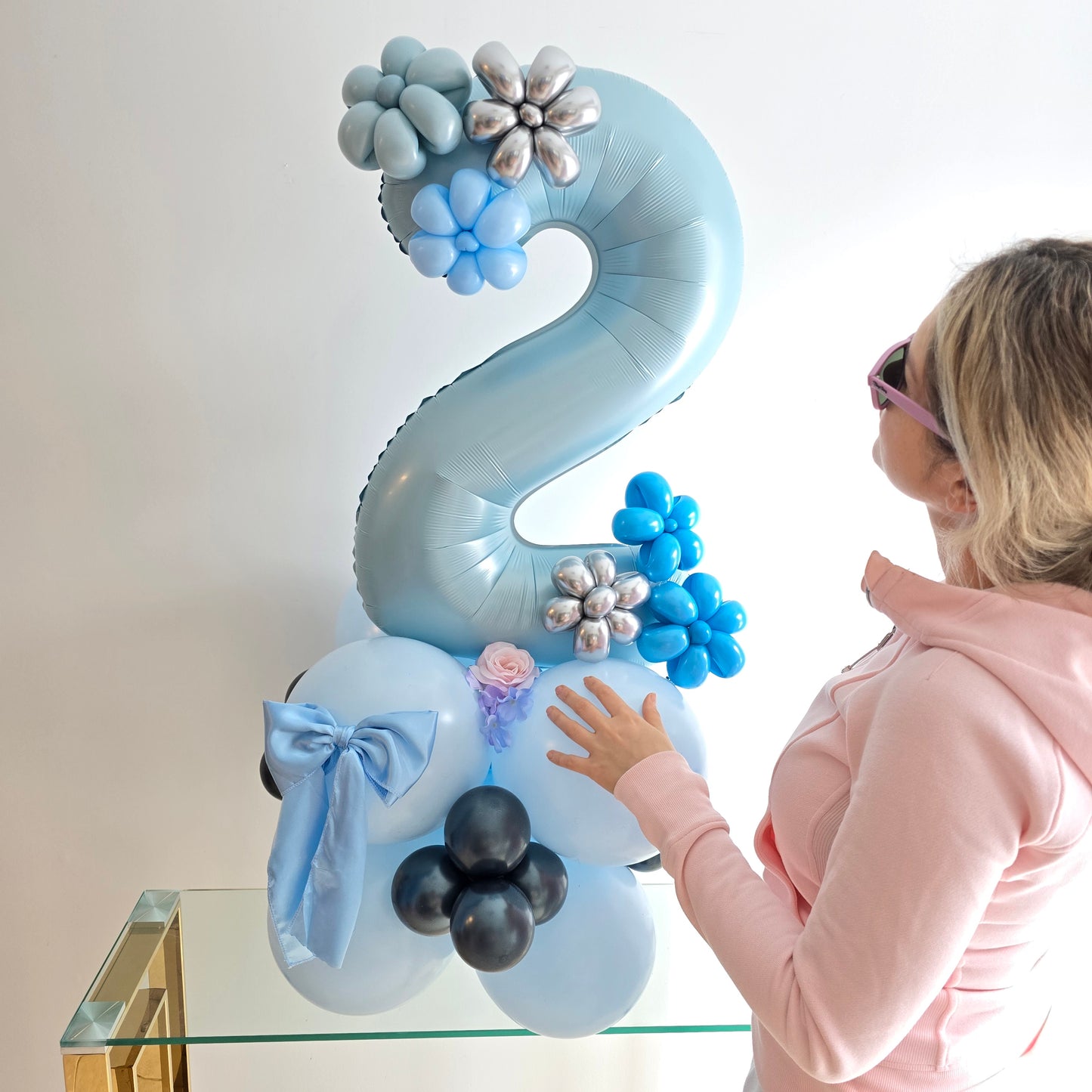 Blue Number Balloon | 2nd Birthday Balloon Decor | Floral Balloon Bouquet | Baby Boy Party Decoration | Custom Balloon | Baby Boy