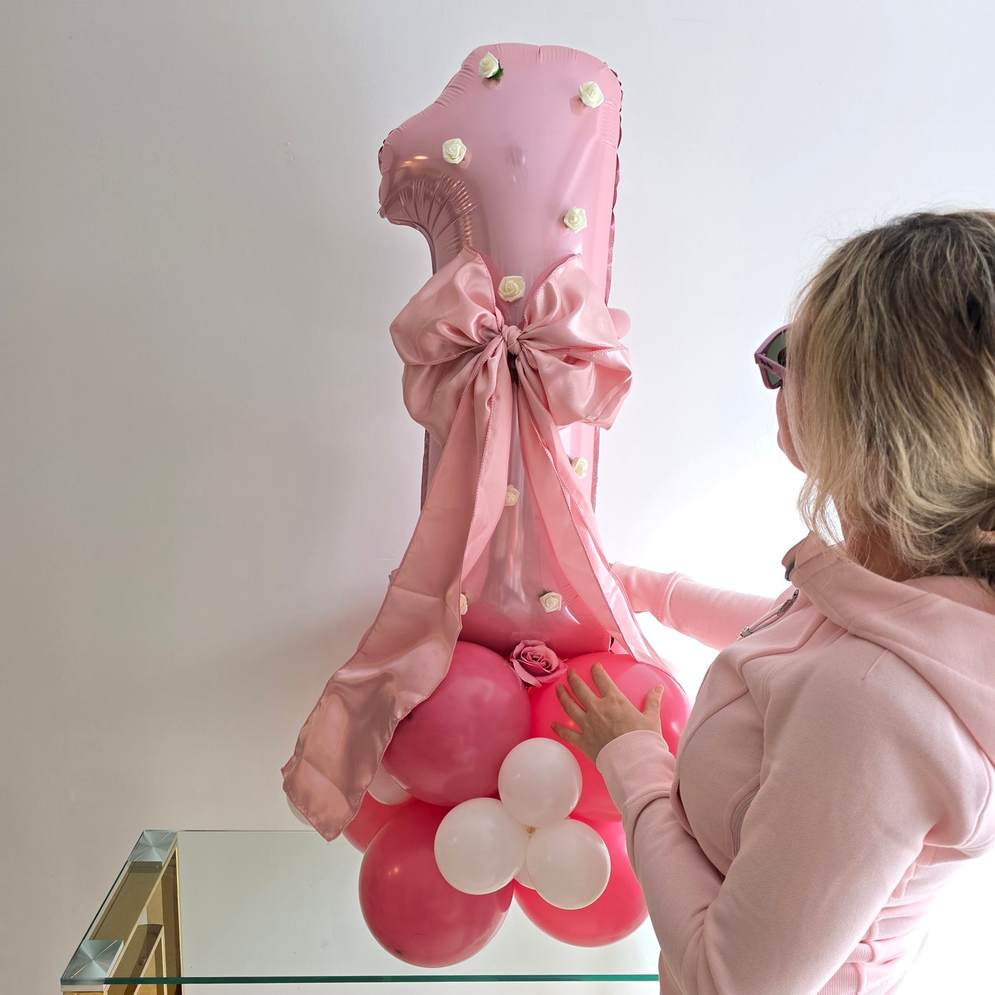 Pink Number Balloon | 40 Inch Foil Balloon | 1st Birthday Decor | Baby Girl Party Decoration | Floral Balloon Arrangement