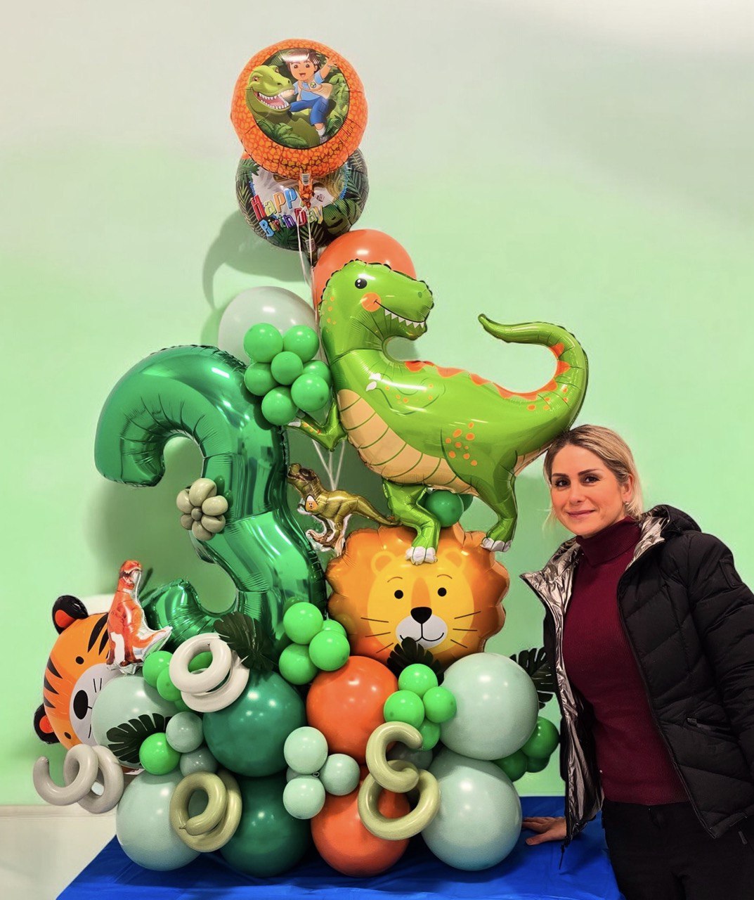 Dinosaur-Themed Balloon Arrangement for Kids' Birthdays