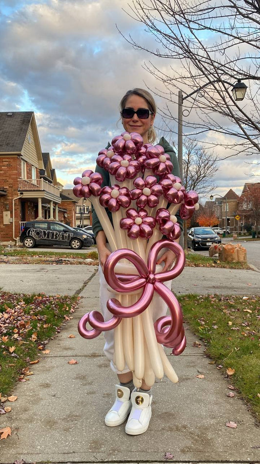 Elegant Metallic Pink Flower Balloon Bouquet