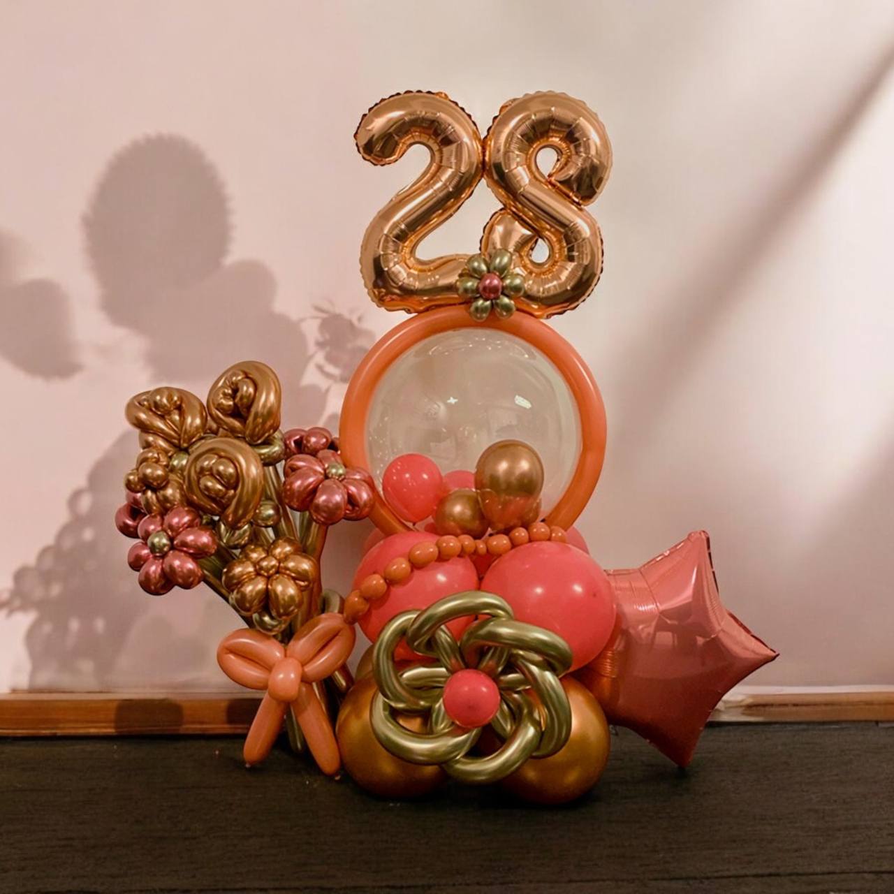 Elegant Rose Gold Birthday Balloon Bouquet