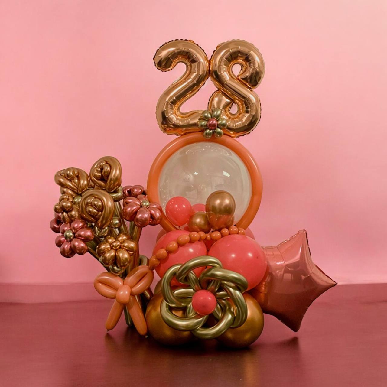 Elegant Rose Gold Birthday Balloon Bouquet