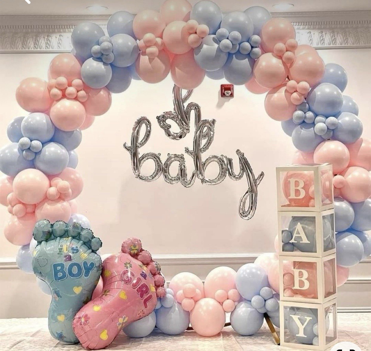 Elegant Gender Reveal Balloon Setup