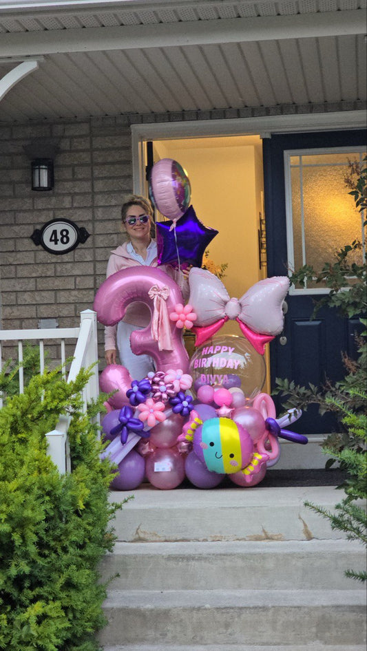 ✨ 3rd Birthday Balloon Bouquet – Pink & Purple Celebration 🎂🎈