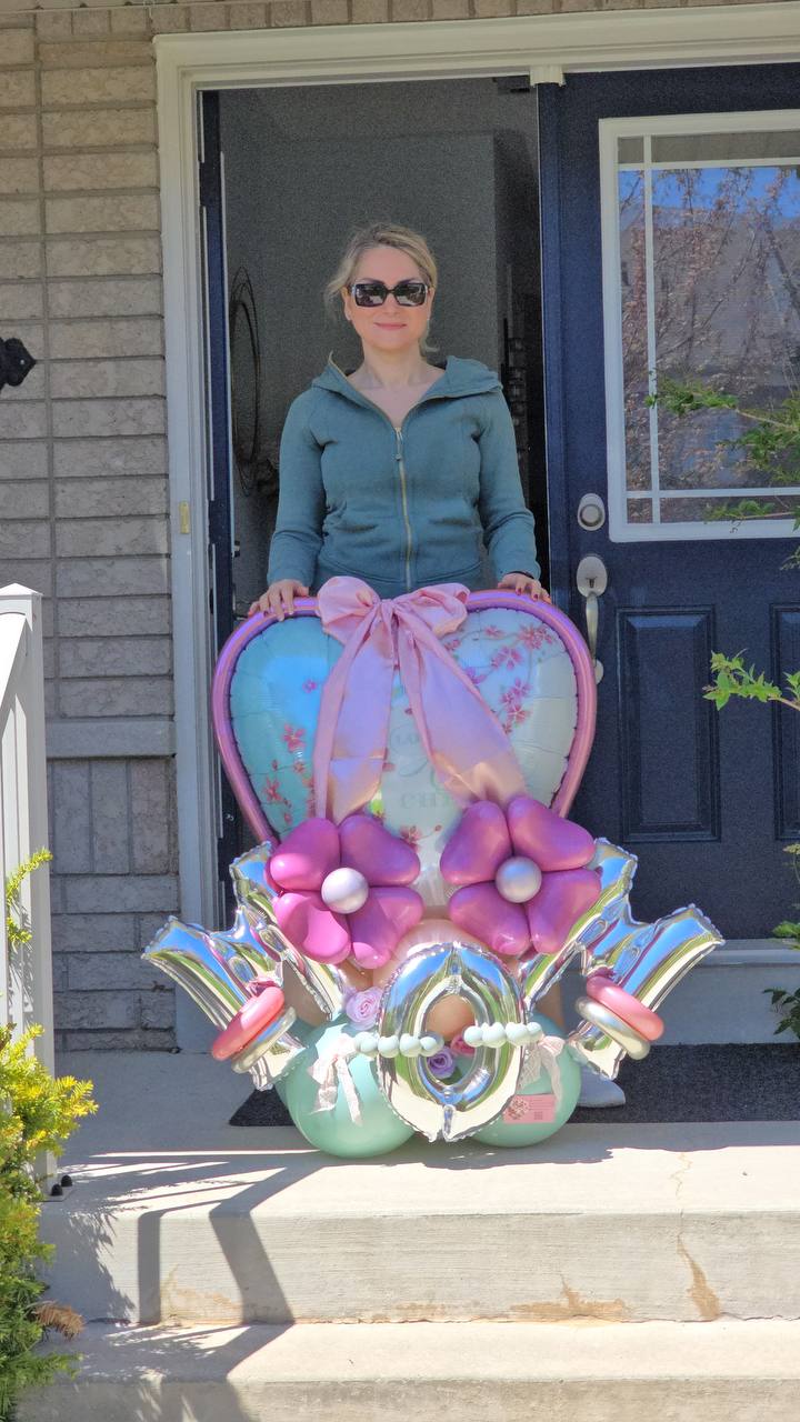 Elegant Mother's Day Balloon Arrangement – Pastel Heart & Florals