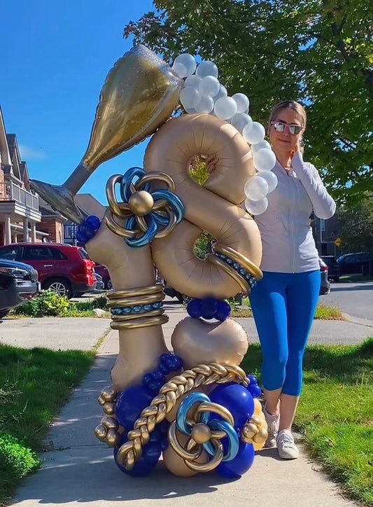 Luxurious Navy & Gold 18th Birthday Champagne Balloon Display