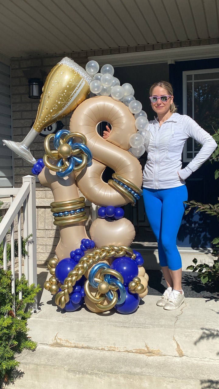 Luxurious Navy & Gold 18th Birthday Champagne Balloon Display