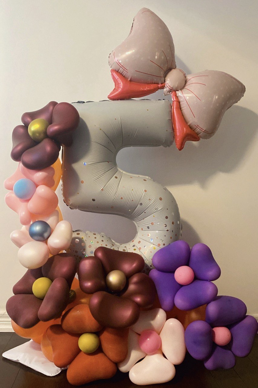 Elegant Floral Balloon Number Arrangement