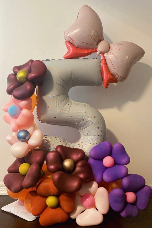 Elegant Floral Balloon Number Arrangement