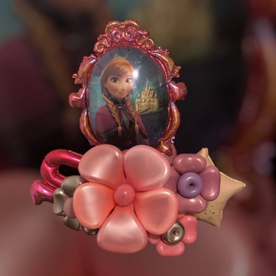 Frozen-Themed Balloon Arrangement – Princess Anna Floral Display