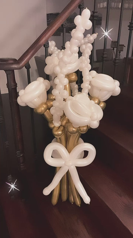 Elegant White and Gold Balloon Bouquet