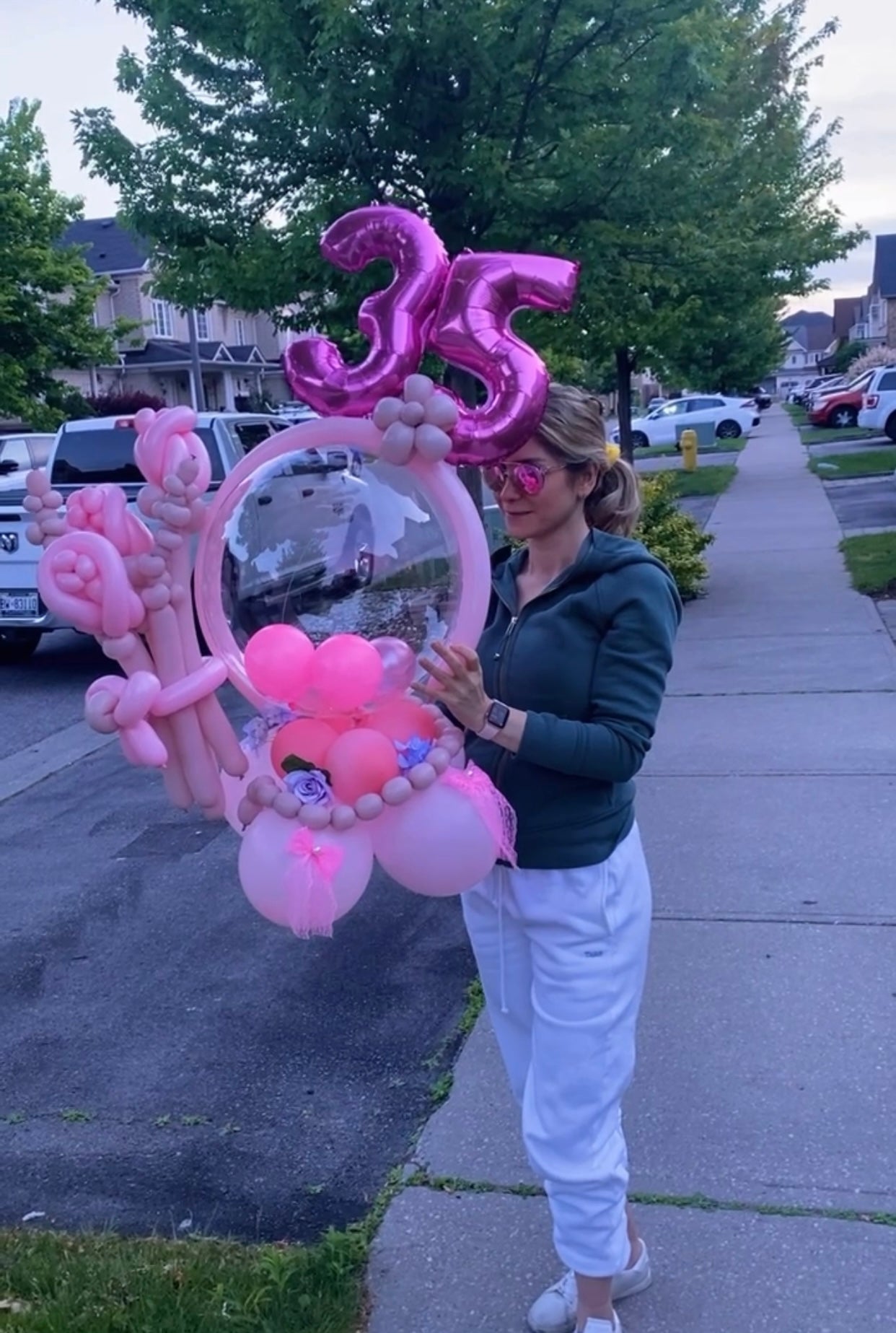 Blush Pink 35th Birthday Balloon Arrangement