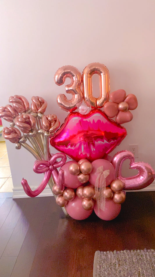 Rose Gold 30th Birthday Balloon Display
